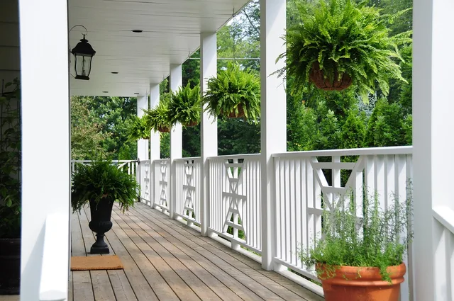 railing, porch, flowers, flower background, flower wallpaper, veranda, balcony, patio, architecture, residential, beautiful flowers, nature, plants. Deck and patio equipment: deck-side brands