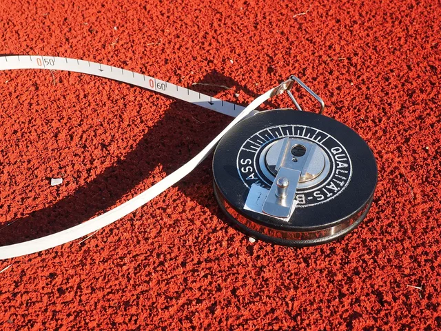 tape measure, measure up, measuring tape, roll tape measure, length, distance, measurement, surveying equipment, hand crank, metal capsule. How should a deck and patio crew document its own service standards?